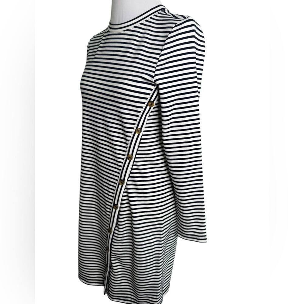 Loft Striped Side Button Long Sleeve Mini Dress Size Small Petite (SP) - Picture 5 of 11